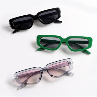 日本CoopKoop迅格方形猫眼嘻哈眼镜小框时尚绿色墨镜女太