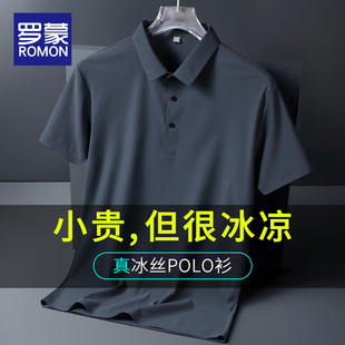 罗蒙男士短袖Polo衫男款2023新款翻领冰丝半袖休闲夏季薄款t恤男