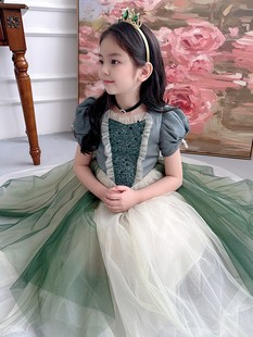 安娜公主裙女童2023夏季高端儿童连衣裙气质生日礼服六一表演裙子