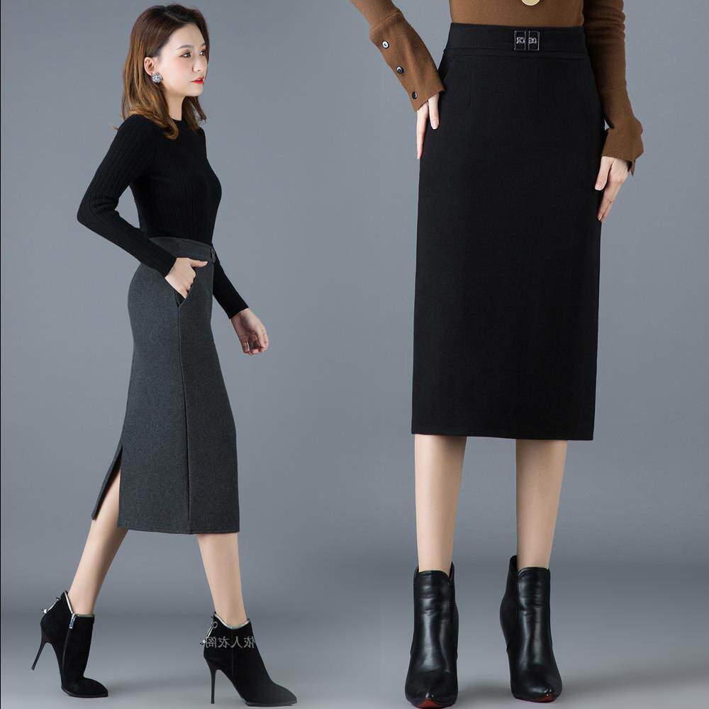 特价毛呢半身长裙女 直筒