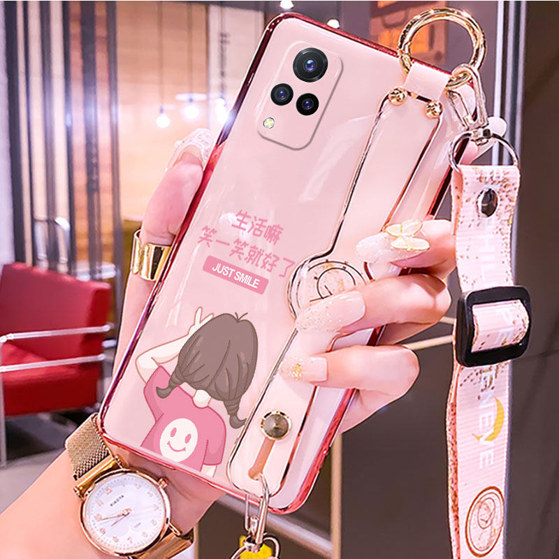 vivos9卡通个性原创硅胶防摔软壳全包女外壳两条小辫子女生手机保护套