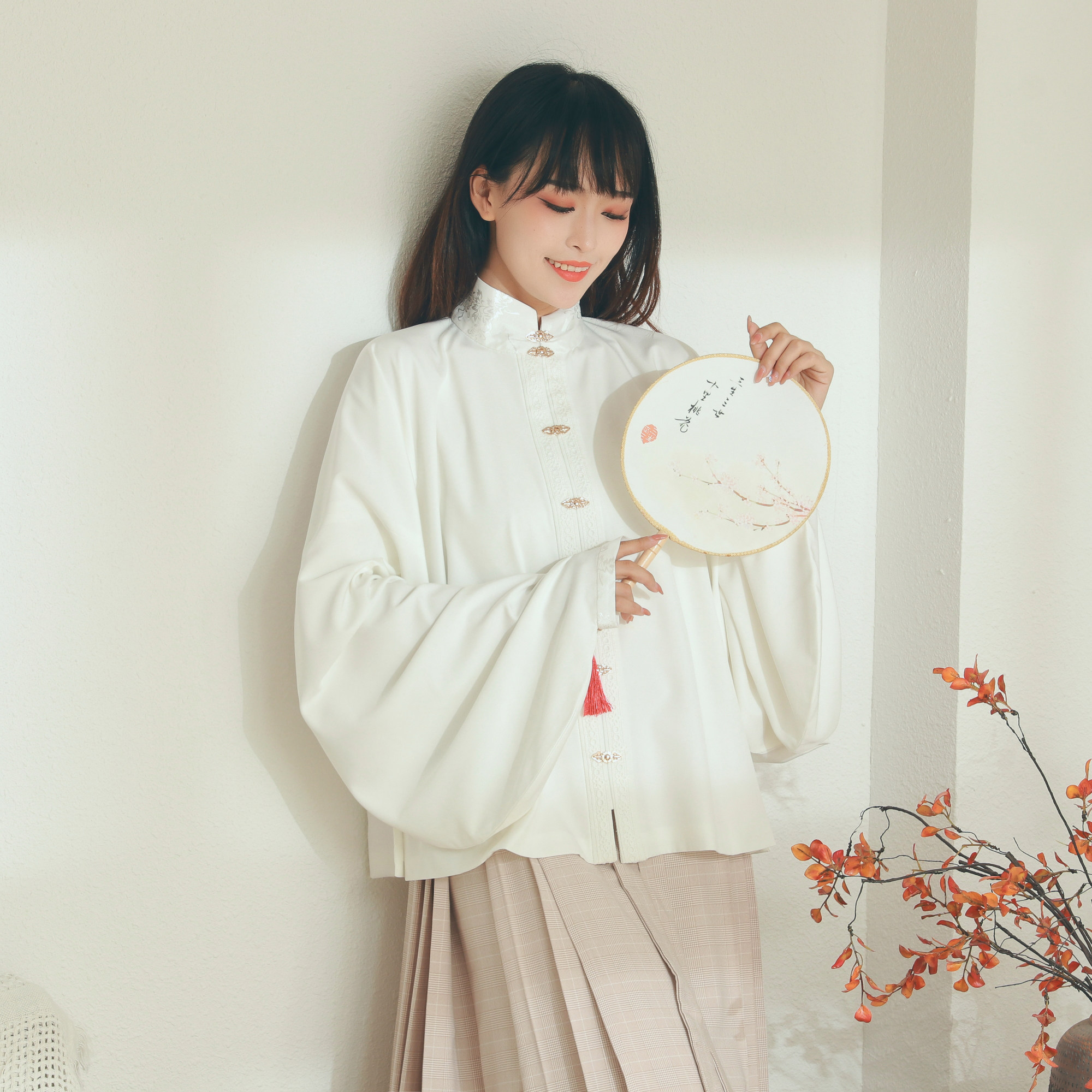 楠风馆原创新品日常款 汉服女秋冬明制汉元素 立领对襟窄袖琵琶袖