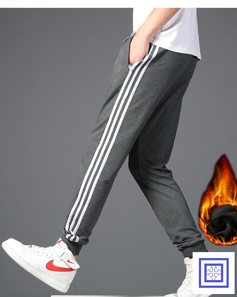 Winter Warm fleece Jogger Pants Men cotton Sweatpants stripein the Men's clothing, Casual pants category - from Buy2taobao.com to provide professional Taobao agent buy service