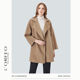L'ORFEO/奥菲欧简约A型西装领宽袖短大衣中驼修身气质短大衣外套