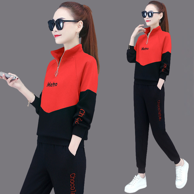 休闲运动服套装女2021春秋季流行新款韩版洋气减龄时尚卫衣两件套