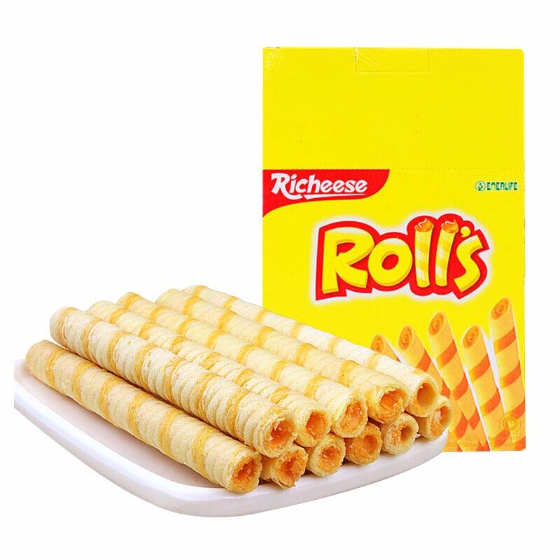 特价印尼丽芝士richeese纳宝帝rolls芝心棒奶酪味夹心卷蛋卷180g