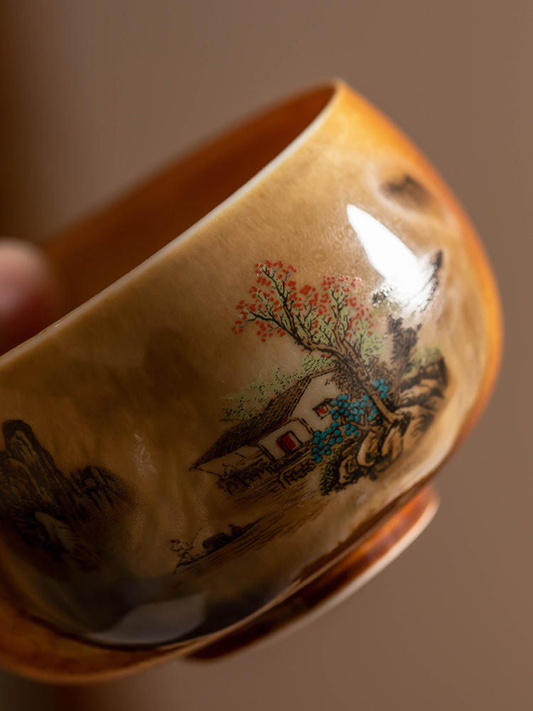 匠序柴烧主人杯陶瓷泡茶杯单杯中国风个人专用品茗杯茶盏复古茶碗
