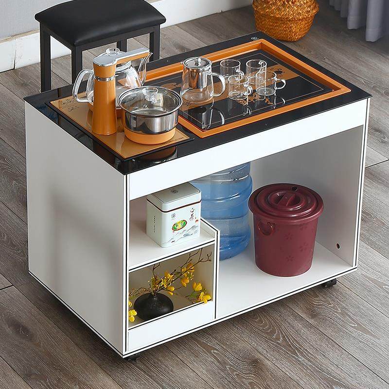 嵌入式茶台带烧水壶一体家用茶车茶盘可移动几车茶吧机桌现代柜