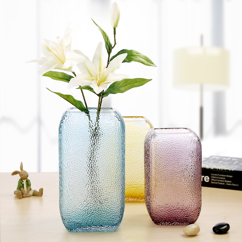 简约美式透明玻璃花瓶创意雨点纹珍珠缸家居餐桌客厅水培插花花器