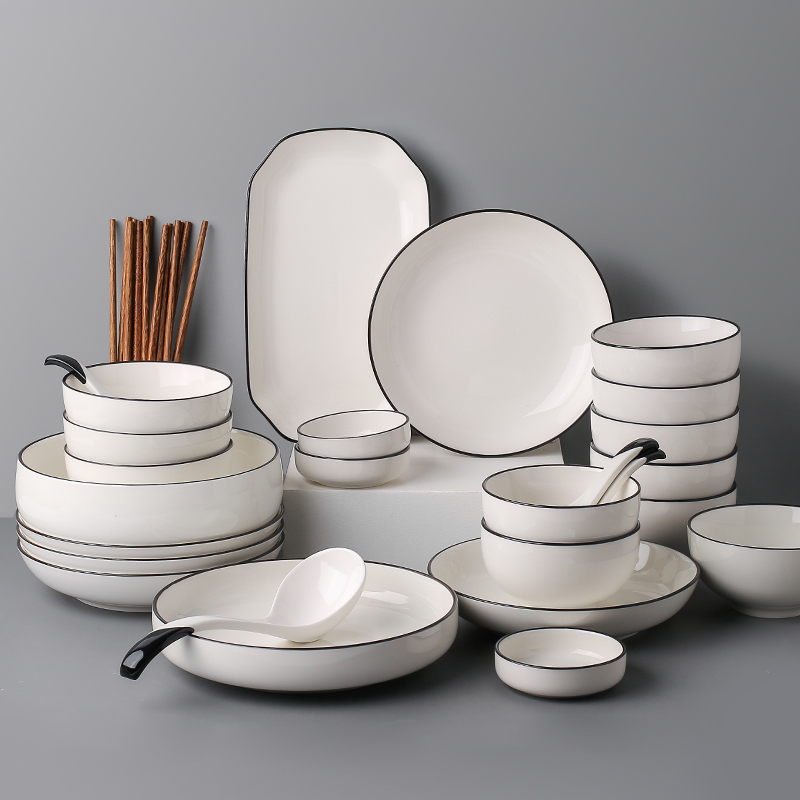 高颜值碗碟餐具碗盘套装家用2023新现代简约盘子碗具碗筷套装组合