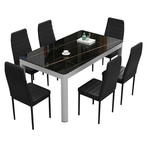 防爆钢化玻璃4人6人小户型餐桌椅组合家用吃饭桌子快餐店餐桌椅