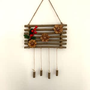 干树枝松果麻绳红果绿叶手工挂件壁饰幼儿园墙面森系仿真装饰diy