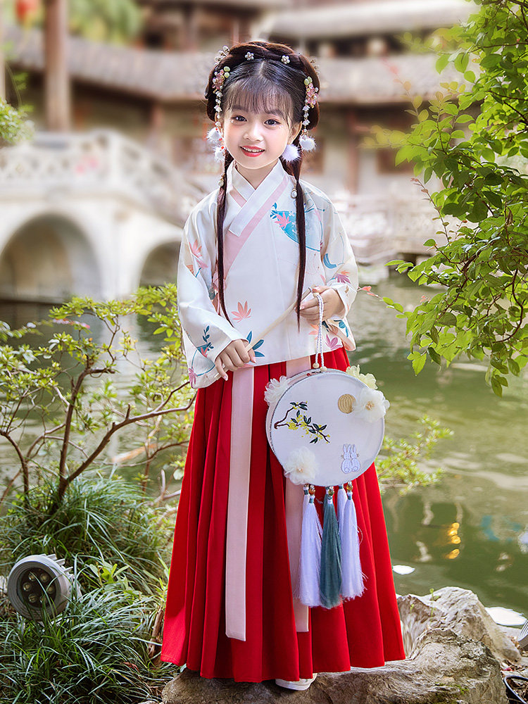 汉服女童春秋明制中国风小女孩唐装儿童古装超仙古风冬装套装新款