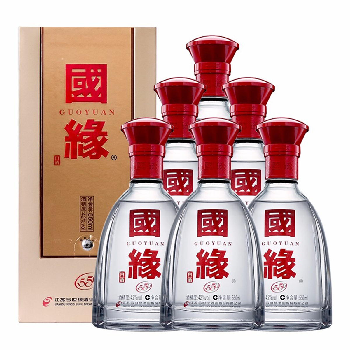 今世缘 国缘单开 幽雅醇厚型 白酒 42度 550ml*6瓶 整箱装