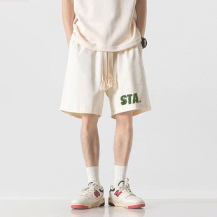 STA2024系列夏季国潮S融化星标美式运动短裤男生宽松休闲五分裤子