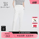 XG雪歌XJ202039A851白色薄款休闲裤2024夏季新款松紧腰直筒长裤女