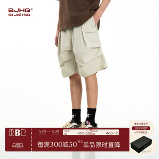 BJHG新款速干美式短裤男款夏季潮褶皱宽松工装运动休闲裤五分裤子