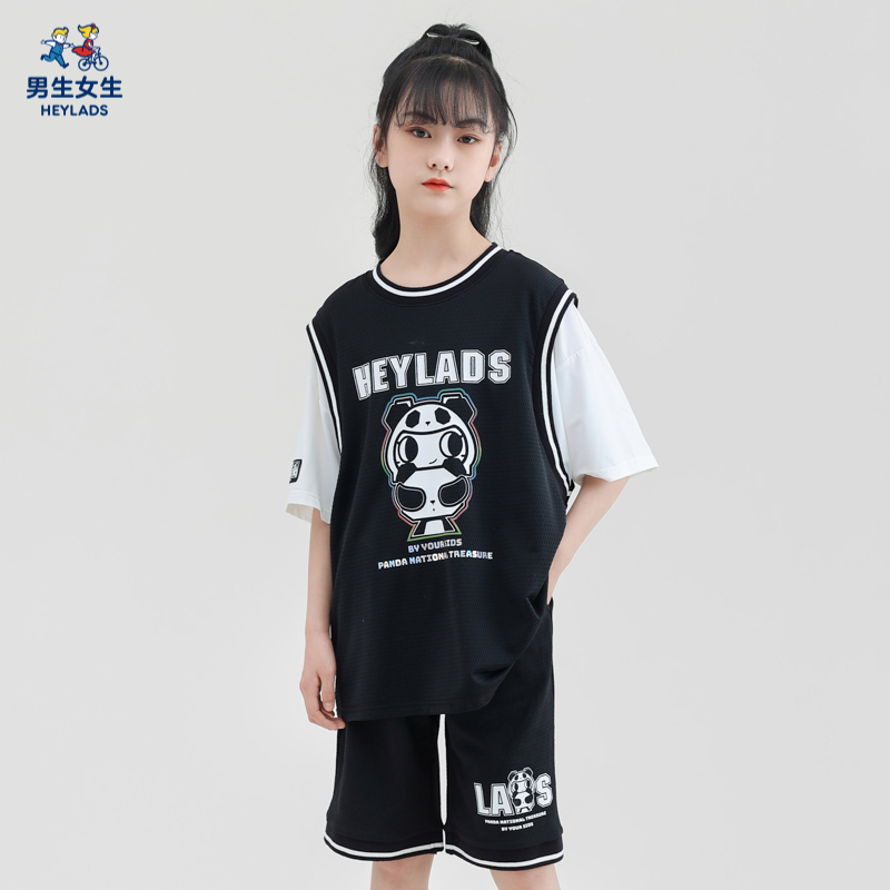 【CC家居控】国民女大童洋气套装夏季儿童休闲运动篮球服