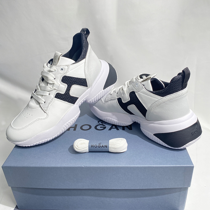 hogan/霍根双岛鞋 男女情侣款h标圆头休闲运动厚底增高老爹小白鞋