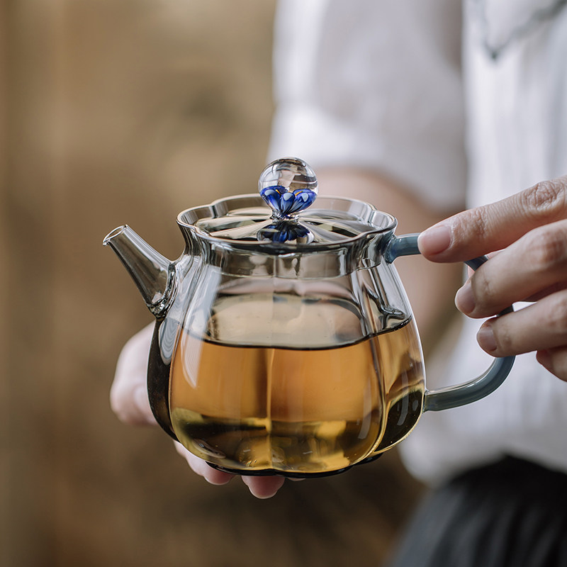 晟彩璃享梅花泡茶小壶高硼硅耐高温玻璃泡茶壶加厚手工煮茶小壶