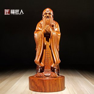 花梨木雕刻人物先师孔子雕像摆件孔夫子雕像家居装饰红木教师送礼