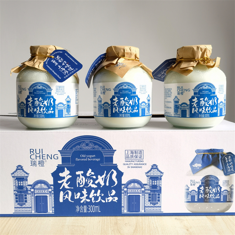 【整箱15瓶】瑞橙老酸奶风味饮品300ml玻璃瓶装风味酸奶含乳饮料