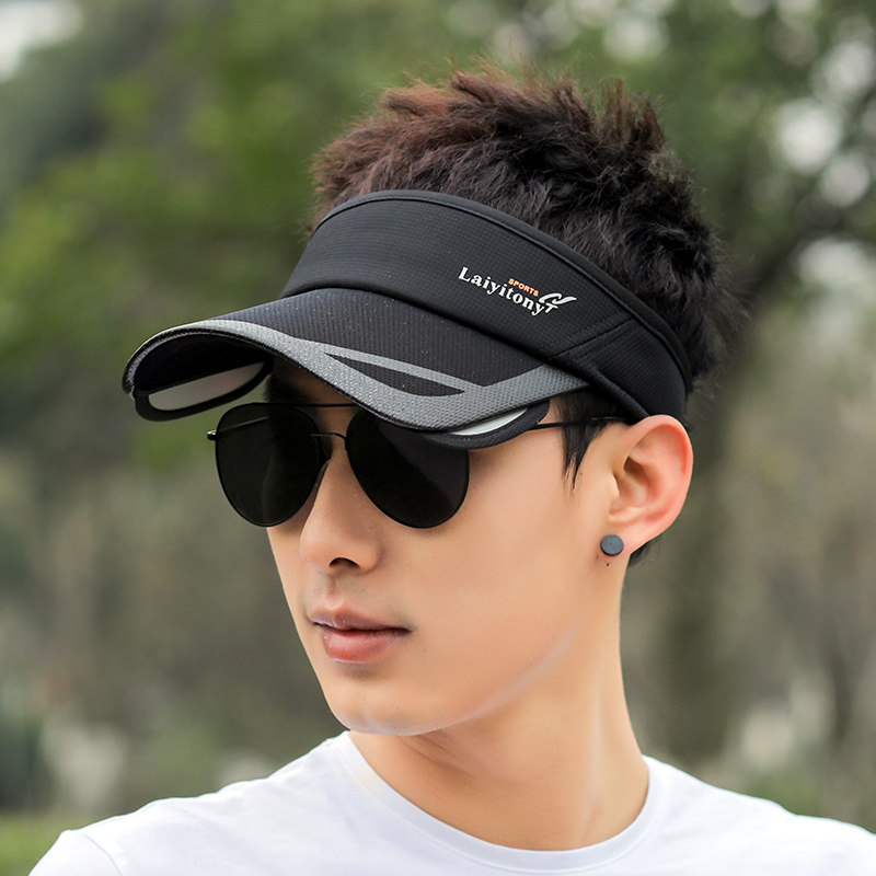 空顶帽男夏天棒球帽户外运动太阳帽男士防晒跑步大檐可伸缩遮阳帽