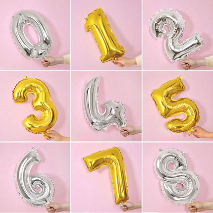 铝膜数字气球18寸金色0-9儿童生日装饰宝宝周岁布置字母气球