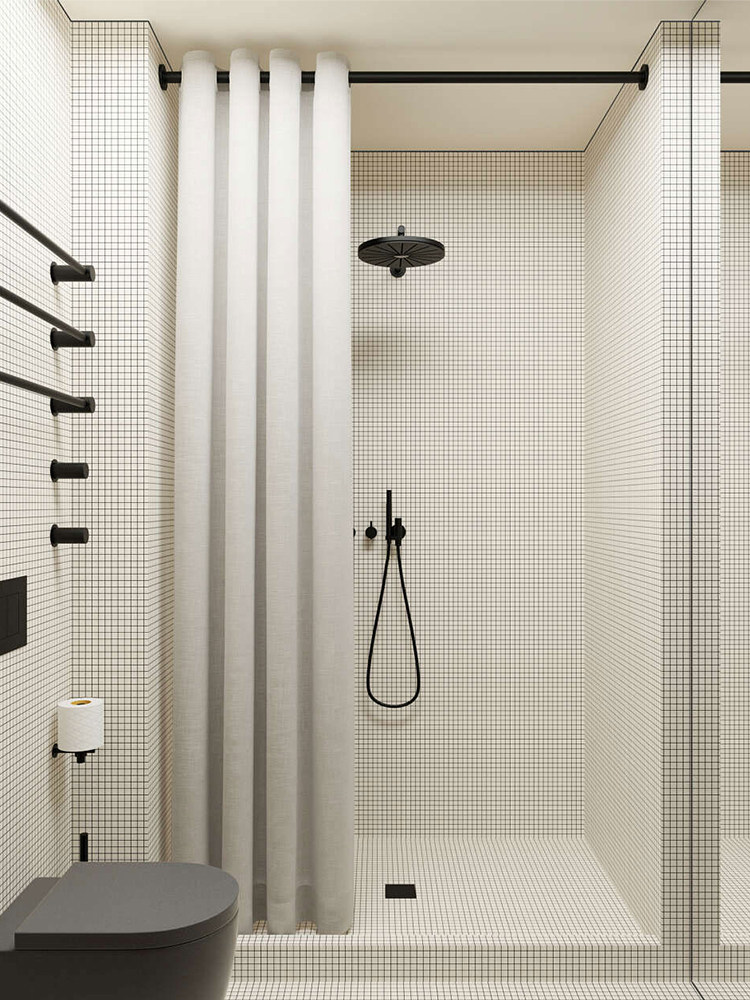 罗马孔浴帘套装免打孔卫生间窗帘门帘洗澡防水布防霉加厚北欧磁性