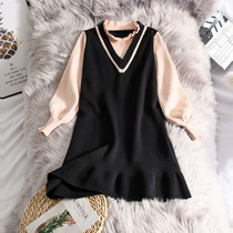 Pregnant women fall/winter outfits, fashionable sweaters, women's knitted skirts, fishtail skirts, fake two-piece dresses