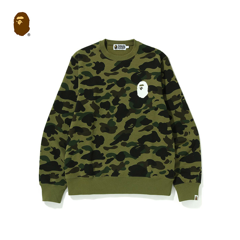 bape男装秋冬猿人头印花满印迷彩图案圆领卫衣113011h