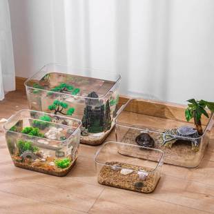 塑料鱼缸透明仿玻璃超大号长方形圆形桌面组装小生态瓶防摔亚克b