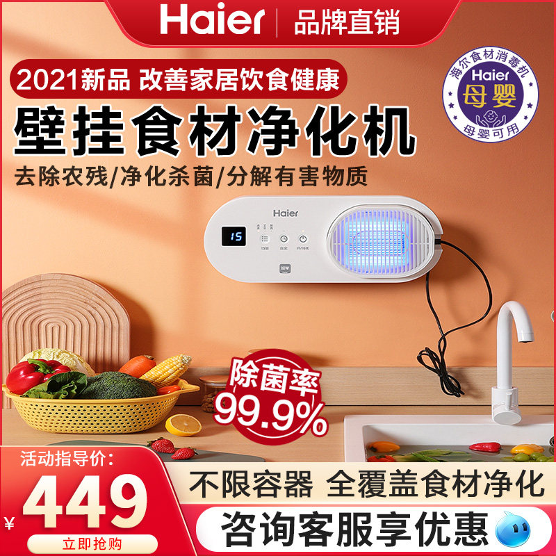 海尔果蔬清洗机家用壁挂式食材蔬菜净化器超越声波果蔬消毒清洗机