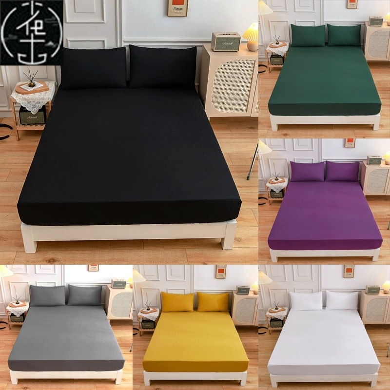 King Size bed sheets fitted sheet pillow cases 纯色床笠 枕套