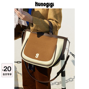 古良吉吉织织托特包横款小号小众设计大容量棕色包包女手提斜挎包