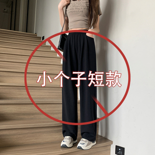 小个子直筒裤女2024新款夏款高腰垂感窄版阔腿休闲裤春秋黑色裤子