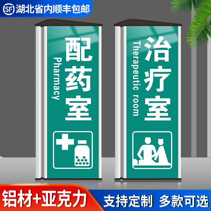 铝合金医院三角科室牌亚克力内芯可更换双面展示治疗室诊断室院长办公