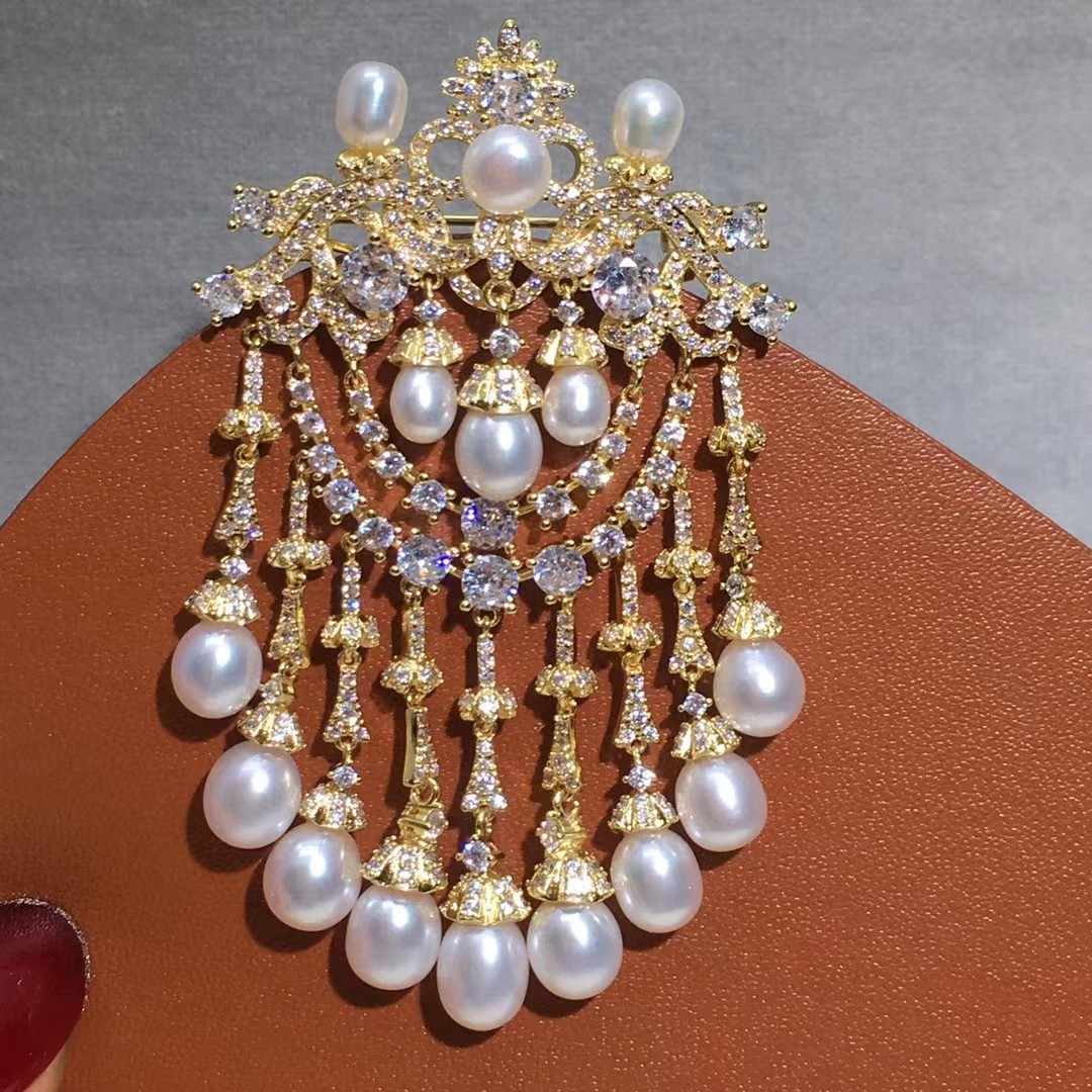 超越珠宝 女神款多珠胸针 胸花 天然淡水珍珠 精品精致 质感满满