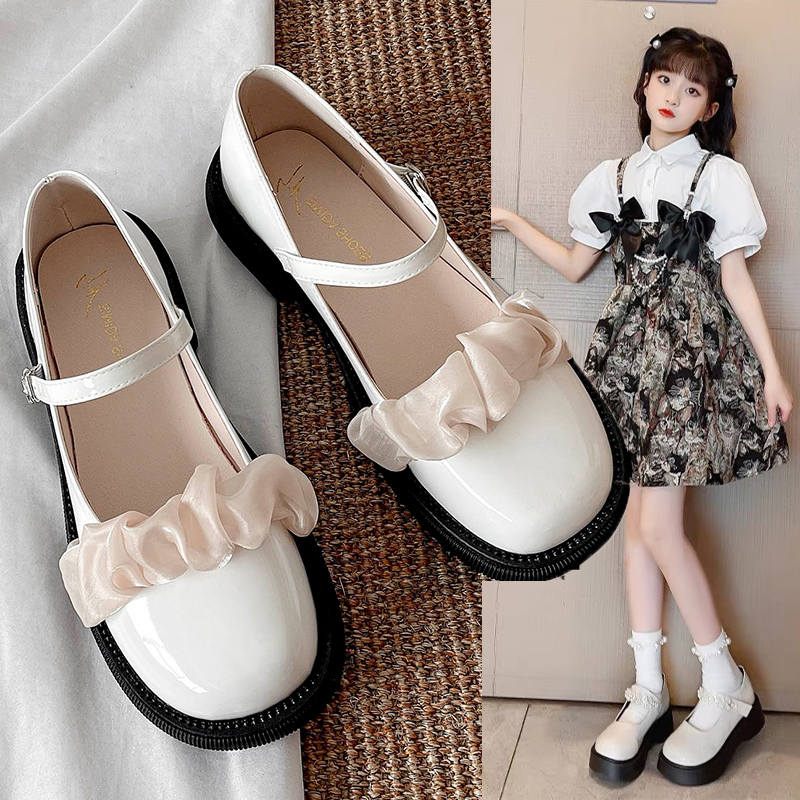 女童公主鞋小皮鞋2024春季新款台表演小黑鞋时尚优雅舞仙女风单鞋