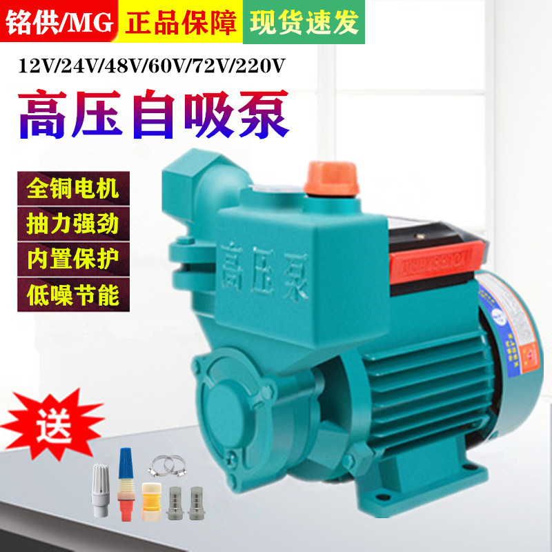 自吸水泵农用浇菜48v60v电瓶电动车抽水机 12v24v小型抽水泵宏运