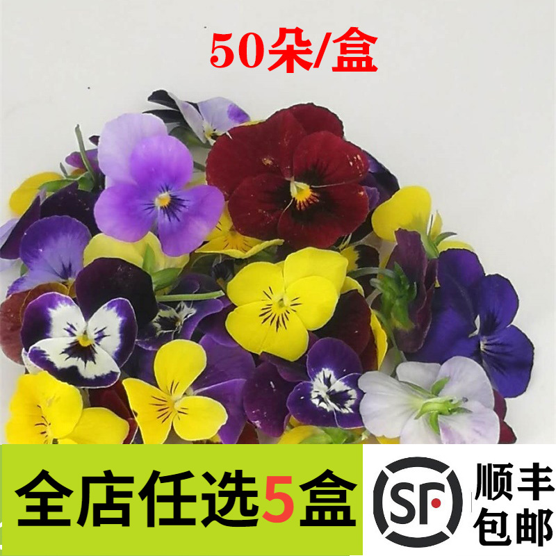 【妙而鲜优选】新鲜三色堇约50/100朵盒5盒顺丰包食用花西餐摆盘