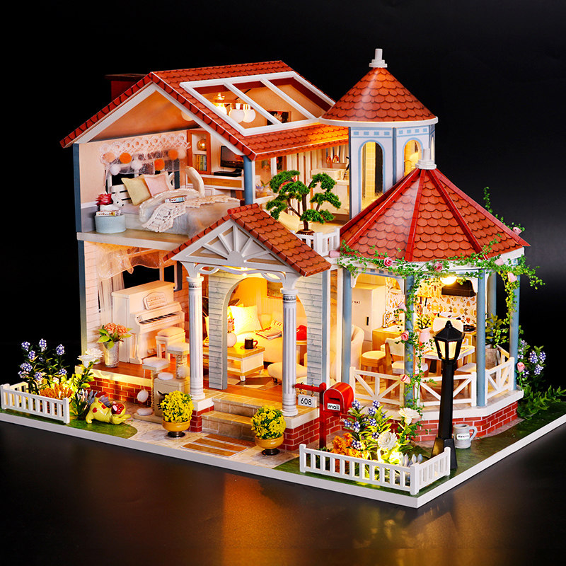 diy小屋欧式花园别墅手工制作小房子模型建筑拼装玩具生日礼物女