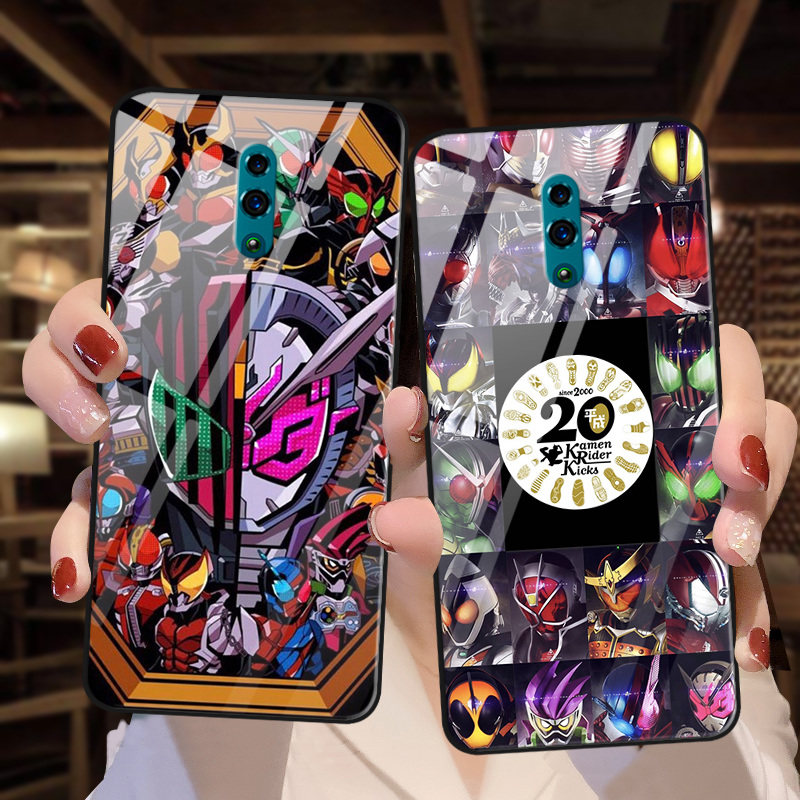 适用oppok9pro假面骑士realmeq2/2pro手机壳reno3pro玻璃reno7 8/5