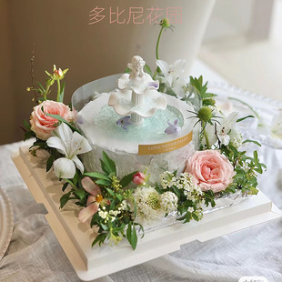 可爱小仙女许愿池蛋糕装饰摆件多比尼花园花朵天使巧克力翻糖模具