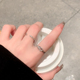 银色几何戒指女小众设计素圈戒指女时尚个性情侣对戒开口尾戒指环