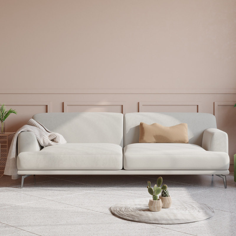 北欧日式极简休闲复古风白色简约组合小户型双人三人乳胶布艺沙发