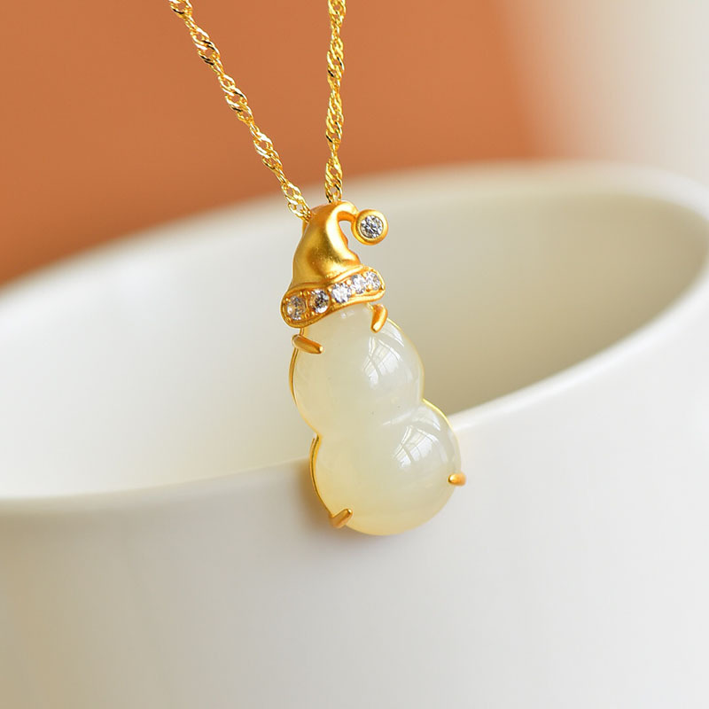 现货玉器工艺品法银镶和田玉时尚葫芦吊坠女款首饰新品