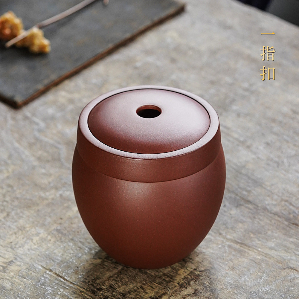 颐壶春宜兴紫砂茶叶罐家用普洱一饼装存储醒茶罐原矿清水泥复古