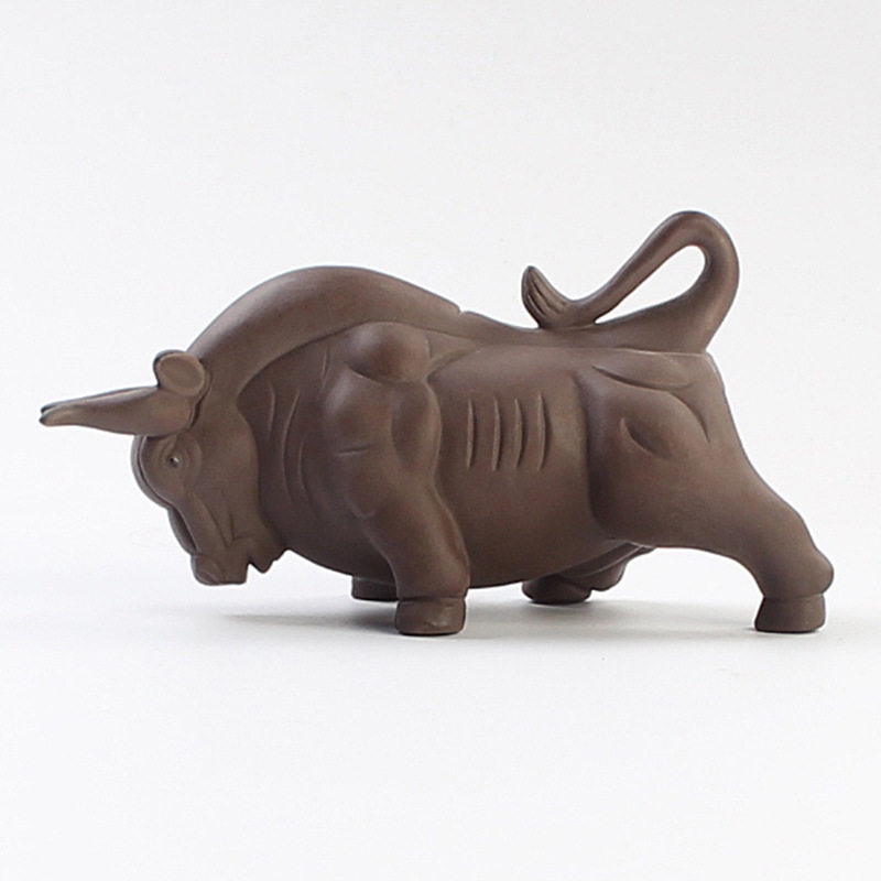新品茶宠摆件原矿精品紫砂小水牛茶玩雕塑茶盘装饰礼品可养