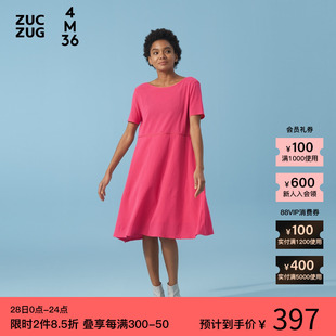 素然ZUCZUG 4M36  夏季女士经典休闲宽松气质竖条纹弹力布连衣裙